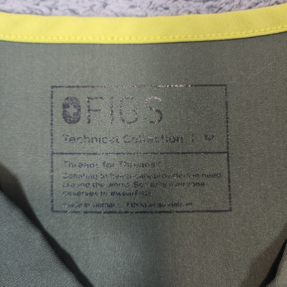 Figs Technical Collection Scrub Mens M Green Yellow Trim Stretch Double Pocket - Picture 4 of 9